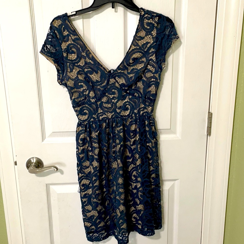 Navy Blue & Nude Dry Goods dress